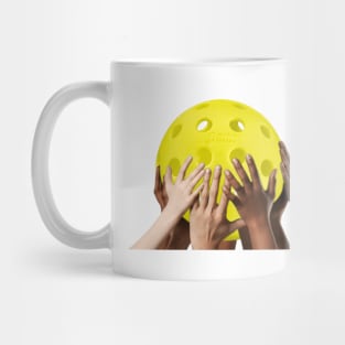 Pickleball Hands Raising ball earth globe Mug